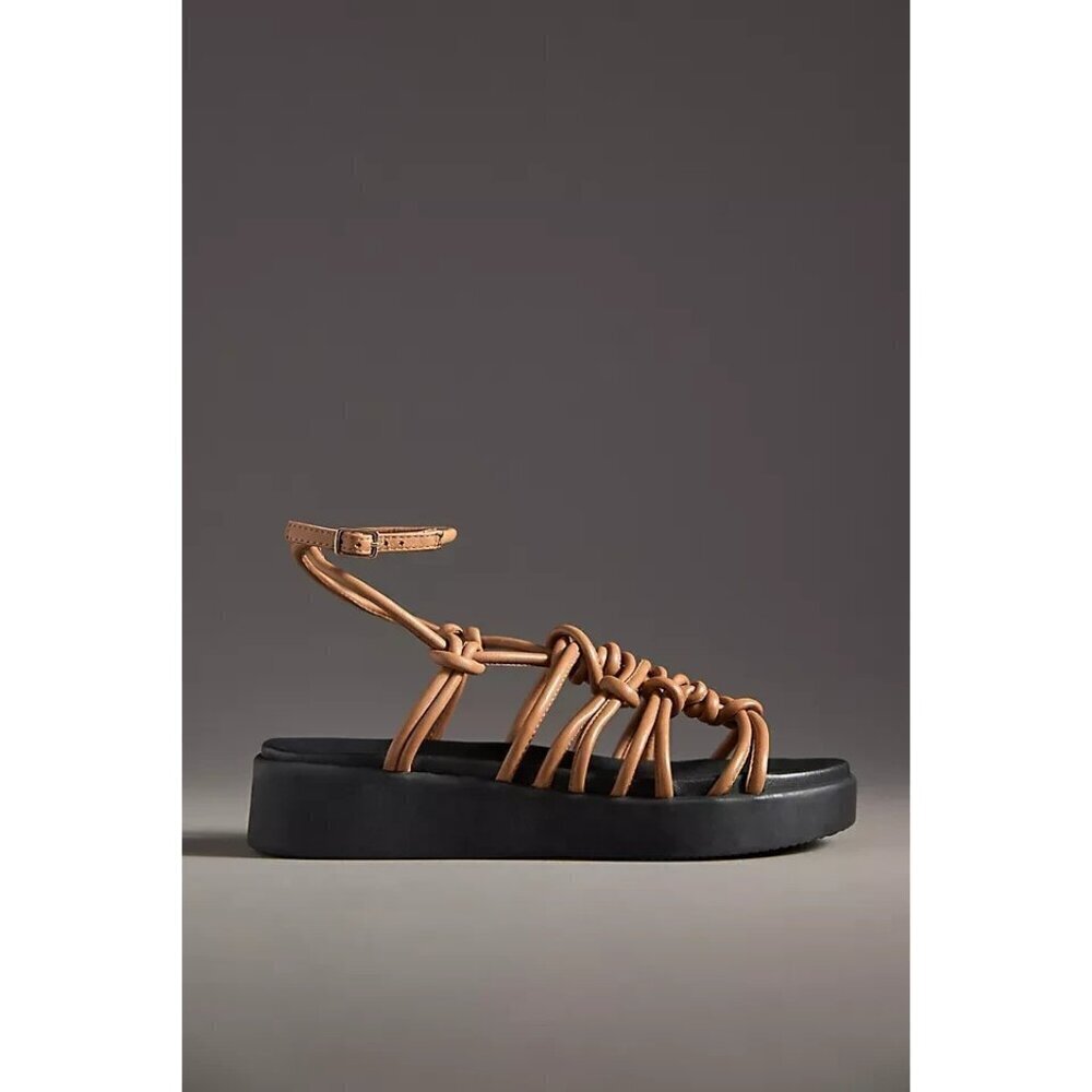 Anthropologie Maeve Strappy Tubular Platform Leather Sandals 36